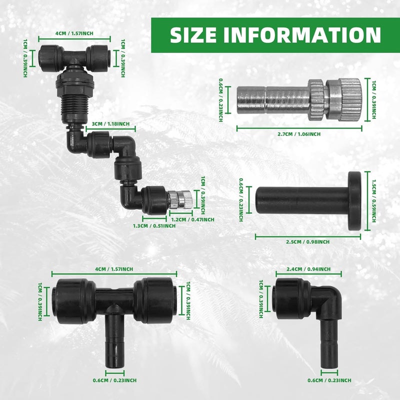 DEELEDM 2 Pack Reptile Mister Nozzles, 1/4'' Reptile Misting Nozzles, Adjustable Reptile Fogger Fine Mist Nozzles for Full Water Coverage, Replacement Micro Spray Nozzles for Reptile Terrarium Tank - Image 2